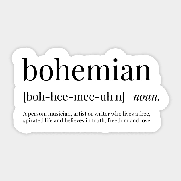 Bohemian Definition Sticker by definingprints